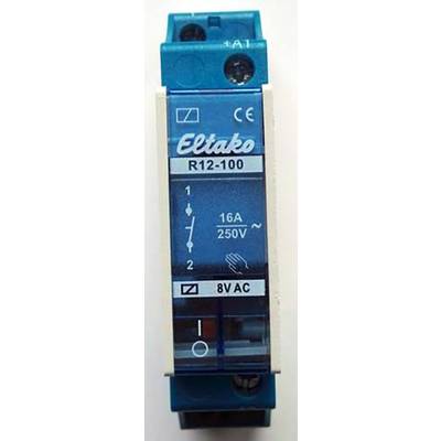 Interrupteur de commutation de courant bleu 'Eltako R12-100', 16A, 250V, Symbole pour commande manuelle, 8VAC.