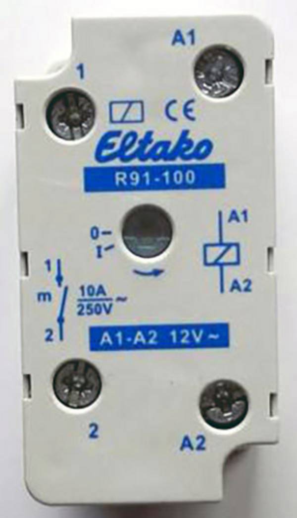 Eltako R91-100-12VAC Relais de commutation Tension nominale: 12 V Courant de commutation (max.): 8 A 1 NO (T) Piece 1 pc(s)
