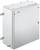 Armoire métallique avec raccordement câblé cylindrique en partie inférieure. Adaptée aux applications industrielles et à la protection des composants électriques.