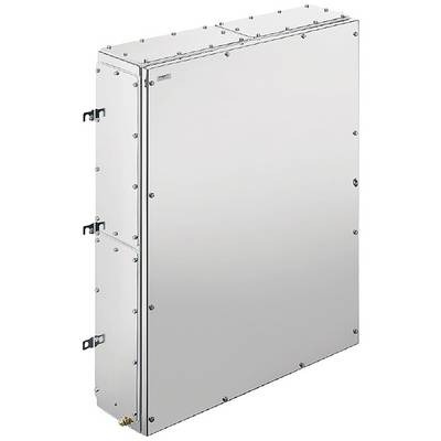 Un boîtier métallique rectangulaire argenté avec des vis sur les bords. Il dispose de supports sur les côtés et est conçu de manière fonctionnelle.