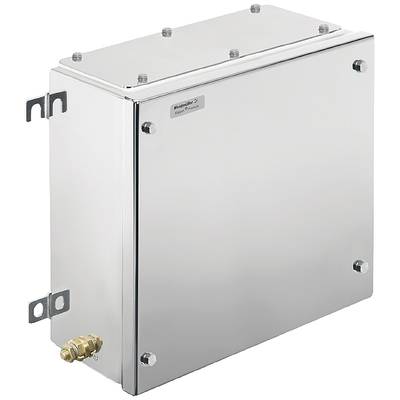 Armoire électrique métallique à surface lisse et pattes de fixation latérales. Adaptée aux applications industrielles.