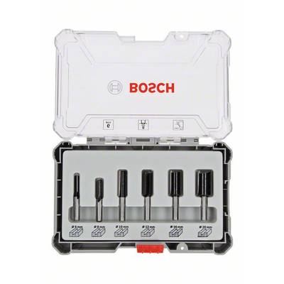 Un ensemble d'embouts Bosch comprenant sept tournevis différents dans un étui transparent gris avec le logo rouge Bosch sur le couvercle.