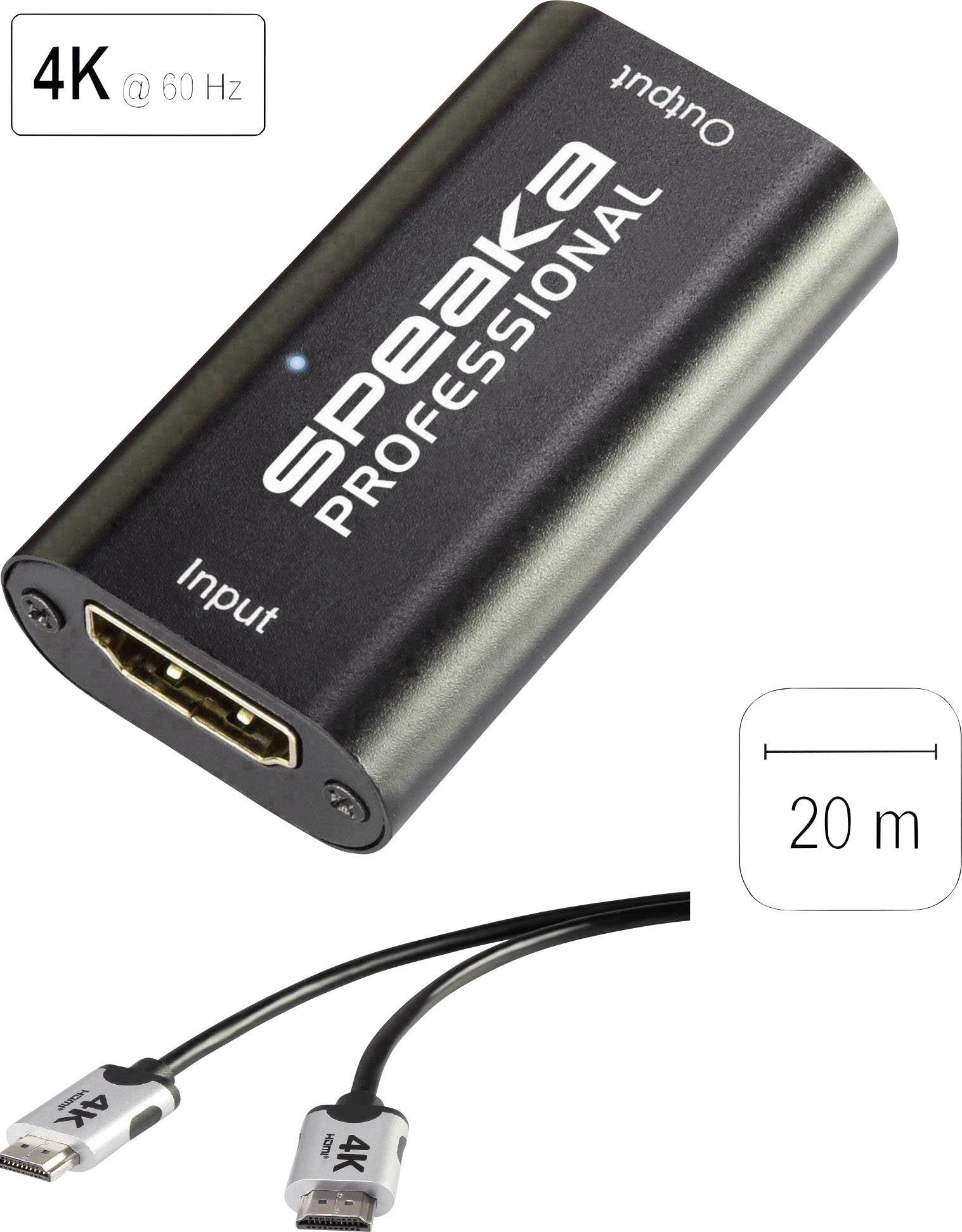 Câble de raccordement SpeaKa Professional HDMI Fiche mâle HDMI-A, Fiche mâle HDMI-A 6.00 m noir SP-7657900 4K UHD, canal de retour audio, contacts dorés Câble HDMI