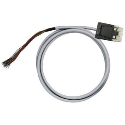 Un câble gris avec plusieurs fils dénudés à une extrémité et un connecteur à l'autre extrémité.