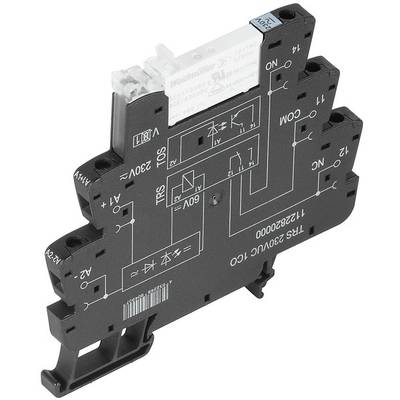 Un module de relais électrique avec plusieurs bornes et un schéma de câblage imprimé, utilisé dans la technologie de commande.
