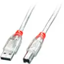 LINDY Câble USB USB 2.0 USB-A mâle, USB-B mâle 3.00 m transparent blindage double 41754