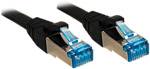 Deux câbles Ethernet noirs avec des connecteurs bleus.