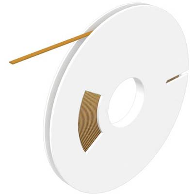 Un grand rouleau de papier blanc avec un ruban orange qui dépasse sur un fond neutre.