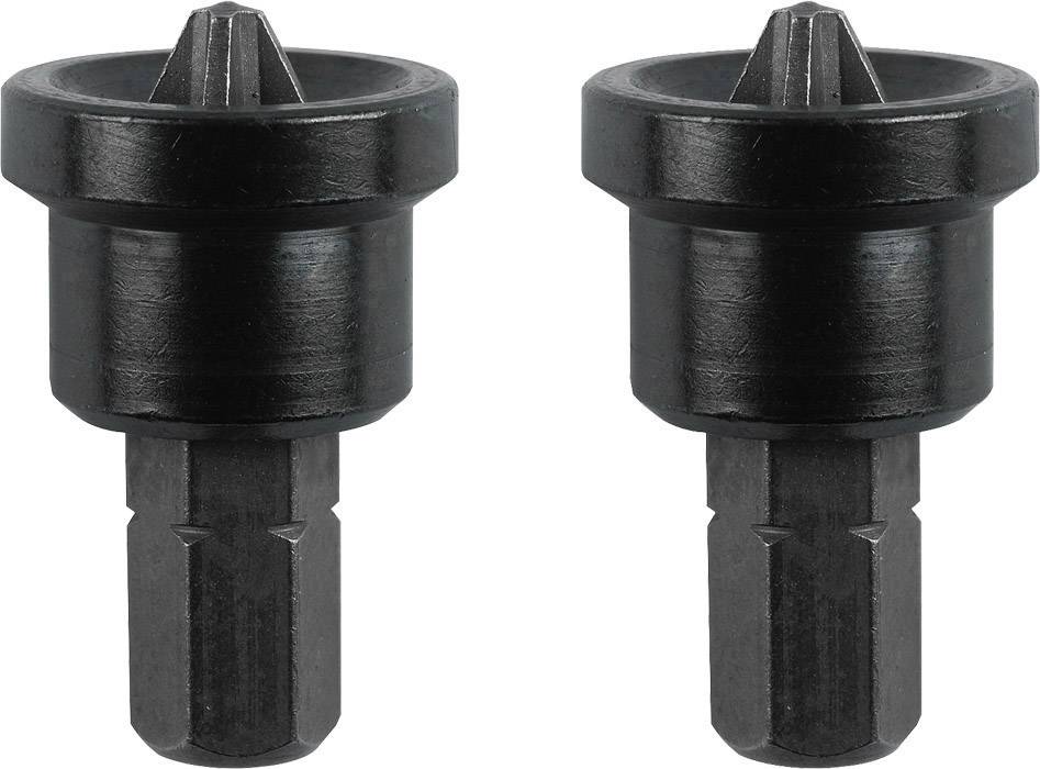 Deux embouts à vis noirs côte à côte, avec tige hexagonale et pointe conique, sur fond blanc.