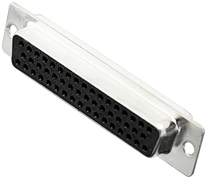 Un connecteur D-Sub à 50 broches, typique des connexions électroniques dans les anciens systèmes informatiques et les applications industrielles.