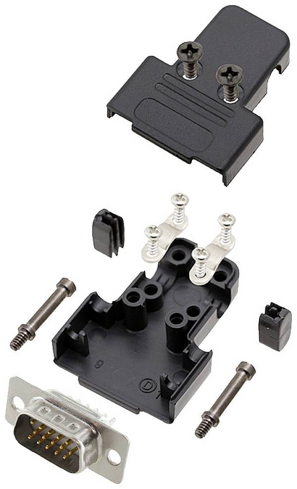 encitech TRI-P-09-HDP15-W-K 6355-8068-01 Kit embase SUB-D mâle 180 ° Nombre de pôles: 15 fût à souder 1 pc(s)