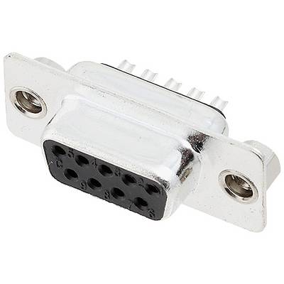 Un connecteur DB-9 argenté à neuf broches, utilisé pour les connexions de données série sur les ordinateurs et autres appareils électroniques.