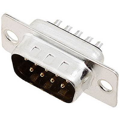 Connecteur métallique à neuf broches, de forme rectangulaire, adapté aux ports série sur les ordinateurs ou autres appareils électroniques.