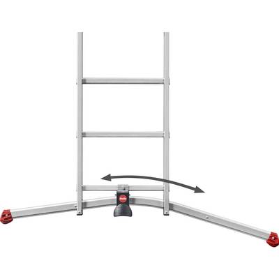 Échelle en aluminium avec articulation de sécurité et parties latérales extensibles pour une meilleure stabilité.