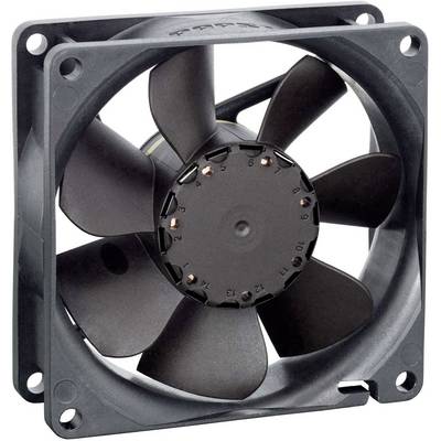 Un ventilateur d'ordinateur noir à sept pales, monté dans un cadre carré. Idéal pour le refroidissement des boîtiers d'ordinateur.
