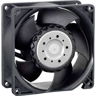 Un ventilateur d'ordinateur noir à cinq pales et à cadre carré.