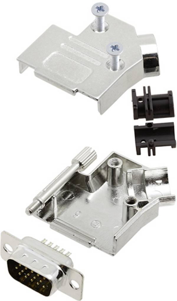 TRU COMPONENTS TCD45ZK09HDP15K 7708652 Kit embase SUB-D mâle 45 ° Nombre de pôles: 15 fût à souder 1 pc(s)