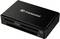 Lecteur de cartes noir de la marque Transcend, avec emplacements pour cartes microSD, SDHC, SDXC et CF.