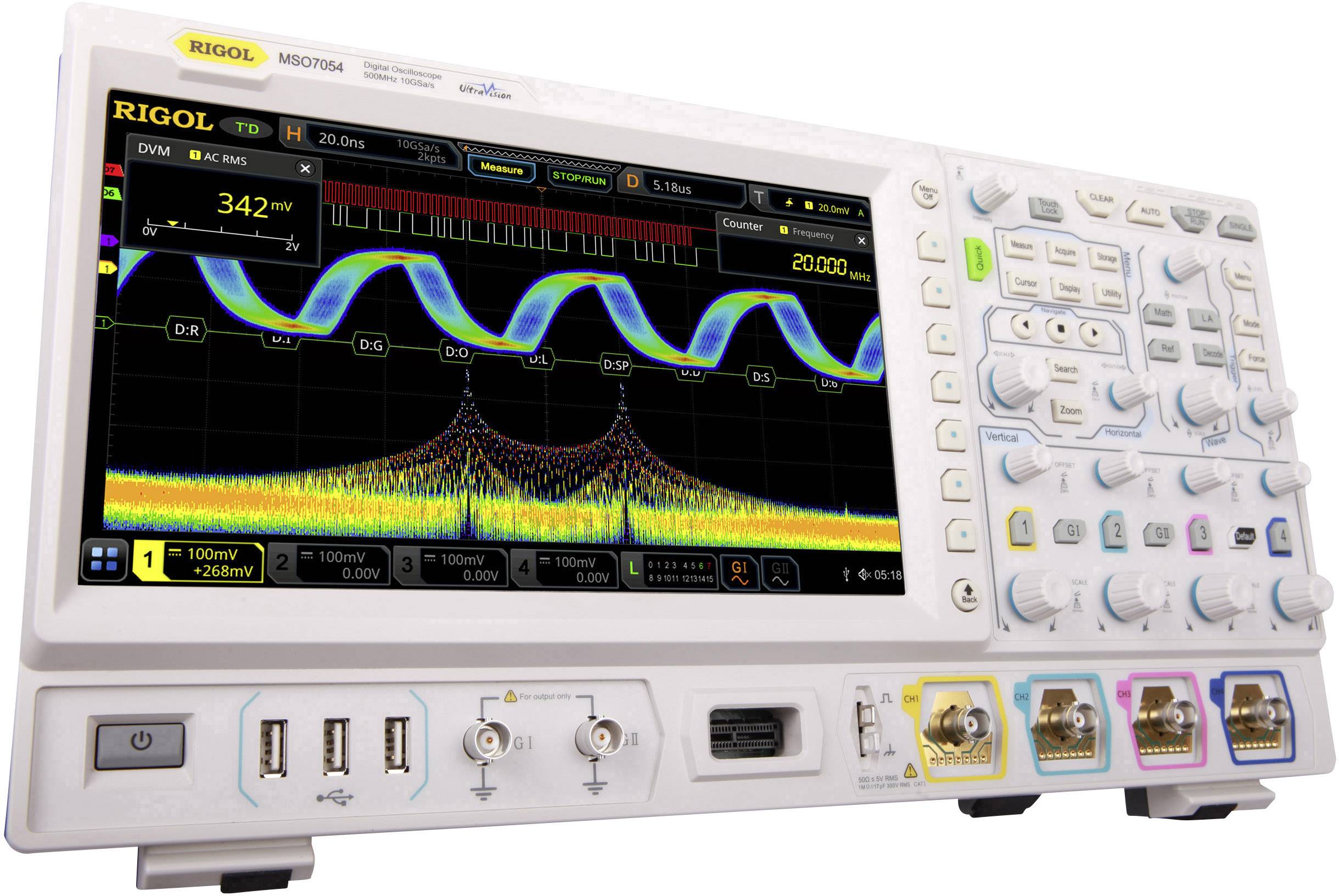 Oscilloscope numérique Rigol MSO7054 500 MHz 10 Géch/s 500 Mpts signal