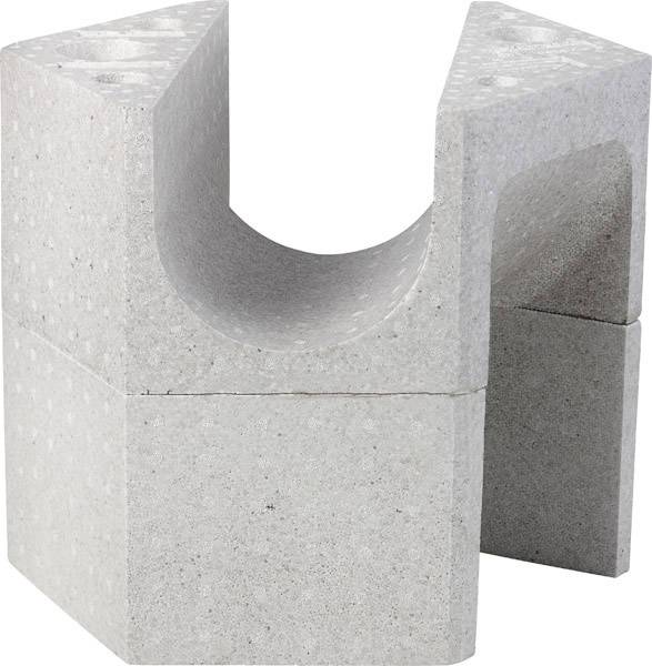 Un élément de béton moulé présentant une échancrure en U au centre. Il semble adapté à des fins de construction ou d'installation.