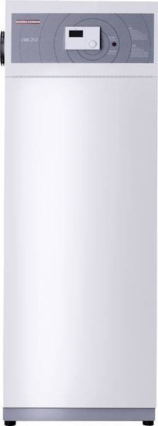 Chauffe-eau électrique blanc avec écran digital et éléments de commande en haut, adapté pour une utilisation domestique de production d'eau chaude.