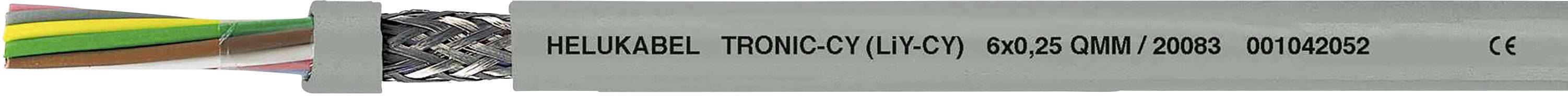 'Câble gris avec impression : HELUKABEL, TRONIC-CY (Li-CY), 00104501808, D/07C/K/EMV, CE.'