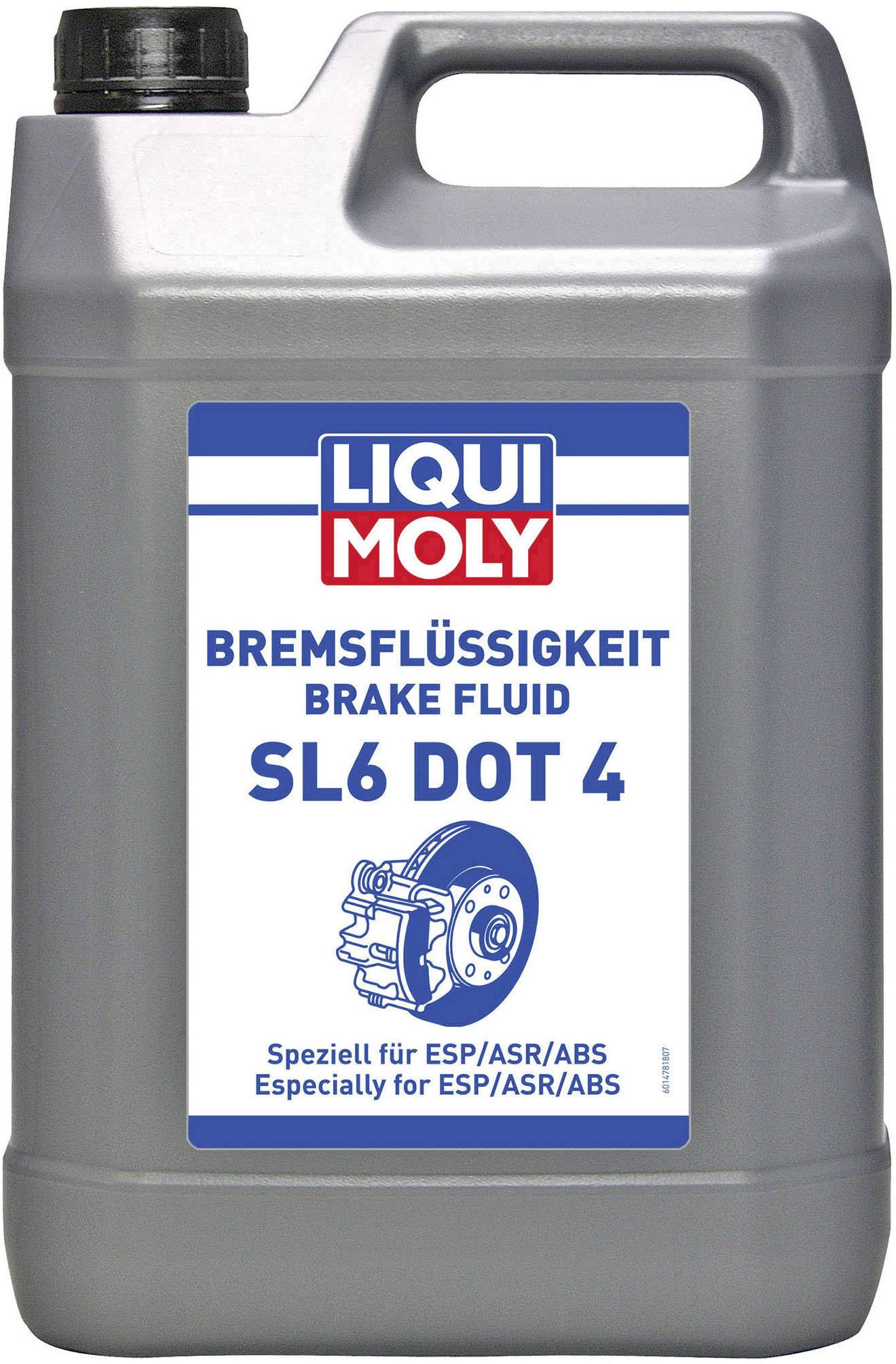 'LIQUI MOLY Liquide de frein SL6 DOT 4' sur un bidon gris, spécifié pour les systèmes ESP/ASR/ABS.