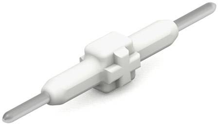 Dispositif de sécurité blanc de forme cylindrique, avec un bloc carré central. Une tige métallique dépasse des deux côtés.