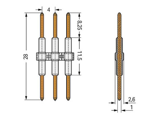 WAGO 2060-954/028-000 2060-954/028-000 Raccord (L x l x H) 28 x 15.40 x 2.60 mm Piece 250 pc(s)