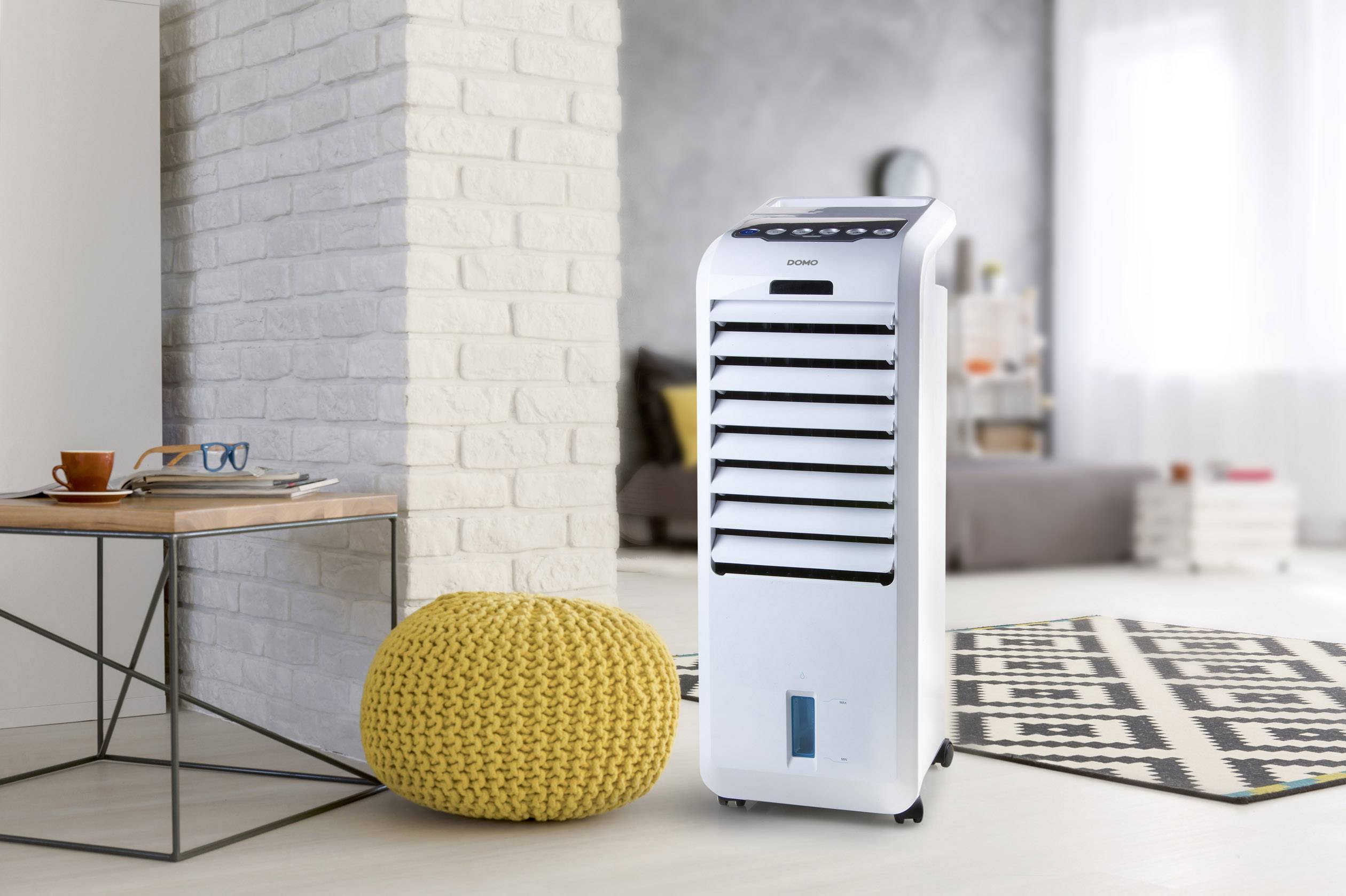 DOMO DO153A Refroidisseur d'air 55 W (L x l x H) 28.3 x 25.3 x 71.5 cm blanc affichage LED, avec télécommande, oscillant-2