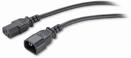 Un câble d'alimentation avec connecteurs IEC-C13 et IEC-C14 pour raccorder des appareils à une source d'alimentation électrique.