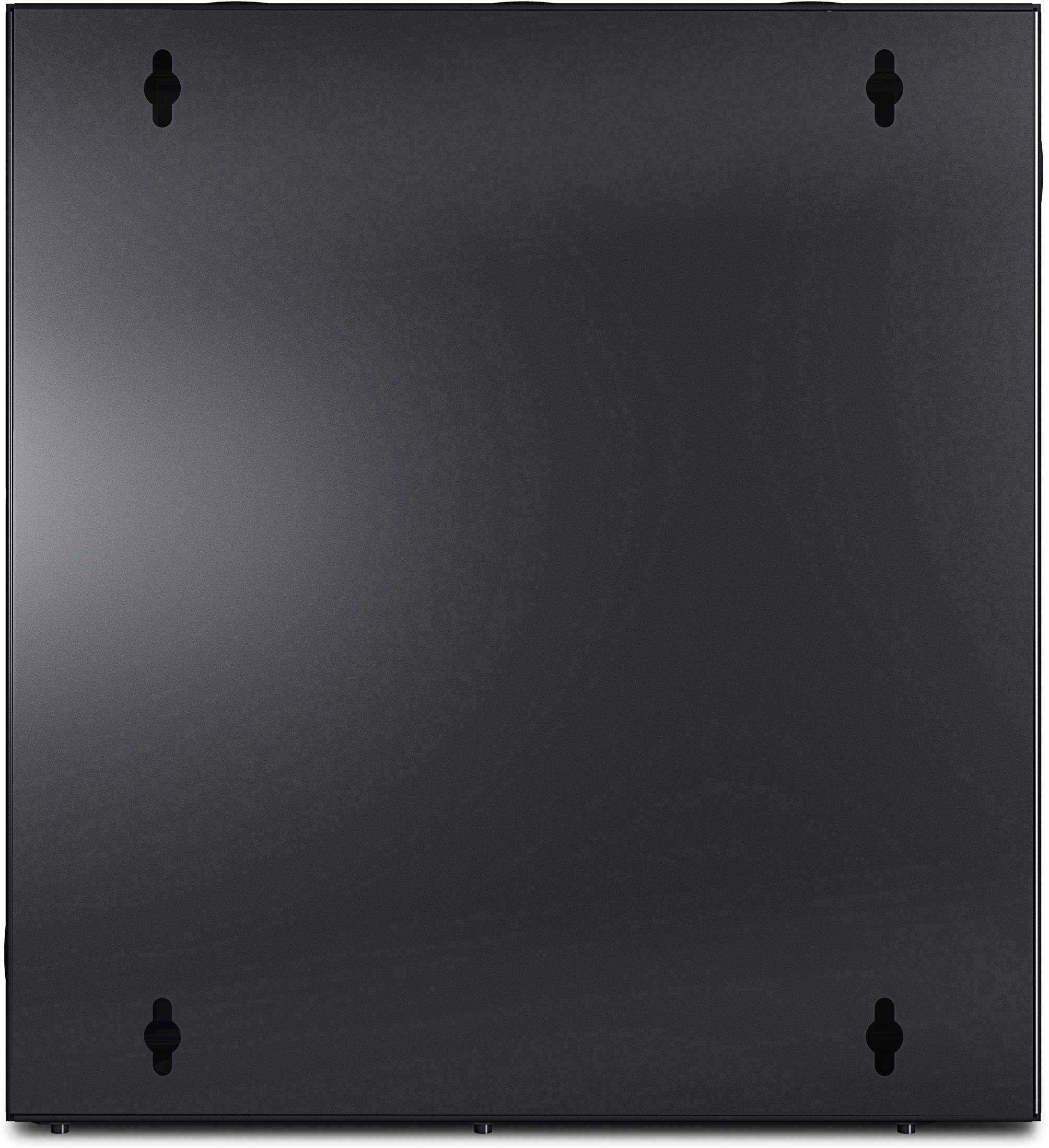 Élément rectangulaire noir à surface lisse, avec quatre points de fixation.