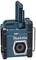 Radio portable Makita bleu avec haut-parleur intégré et antenne, adapté aux chantiers.