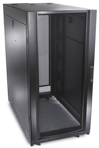 Armoire de serveur avec porte vitrée, design aéré, adaptée au rangement d'équipements informatiques dans les centres de données.