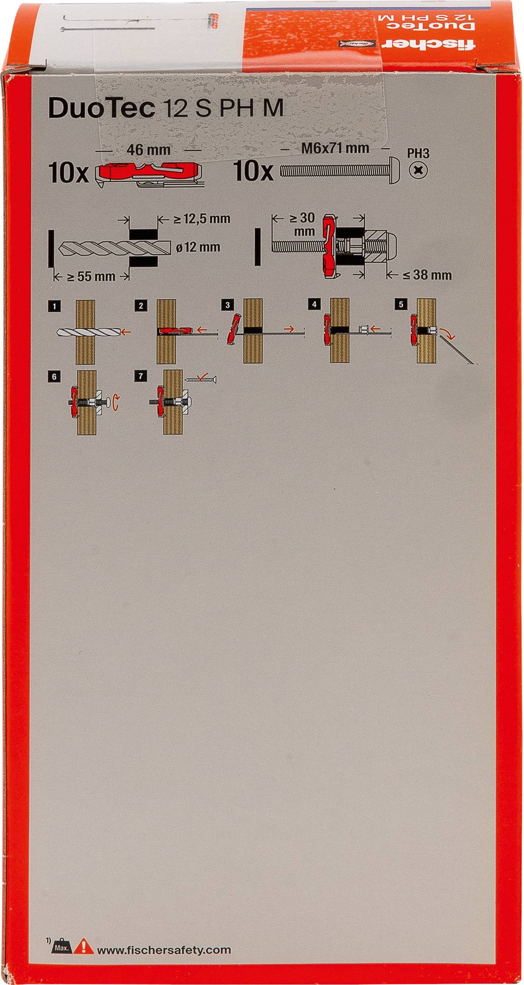 Fischer 542591 DUOTEC 12 S PH M LD Cheville pour corps creux 10 pc(s)-6