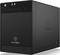 Boîtier de disque dur externe noir de 'ICY BOX' avec plusieurs voyants LED sur la façade.