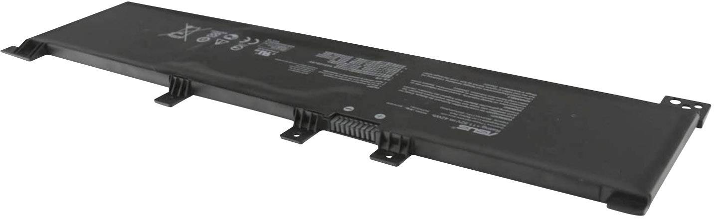 Un accumulateur noir et rectangulaire pour ordinateur portable, portant des données techniques et des symboles sur sa surface.