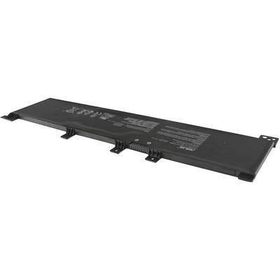 Un accumulateur noir et rectangulaire pour ordinateur portable, portant des données techniques et des symboles sur sa surface.