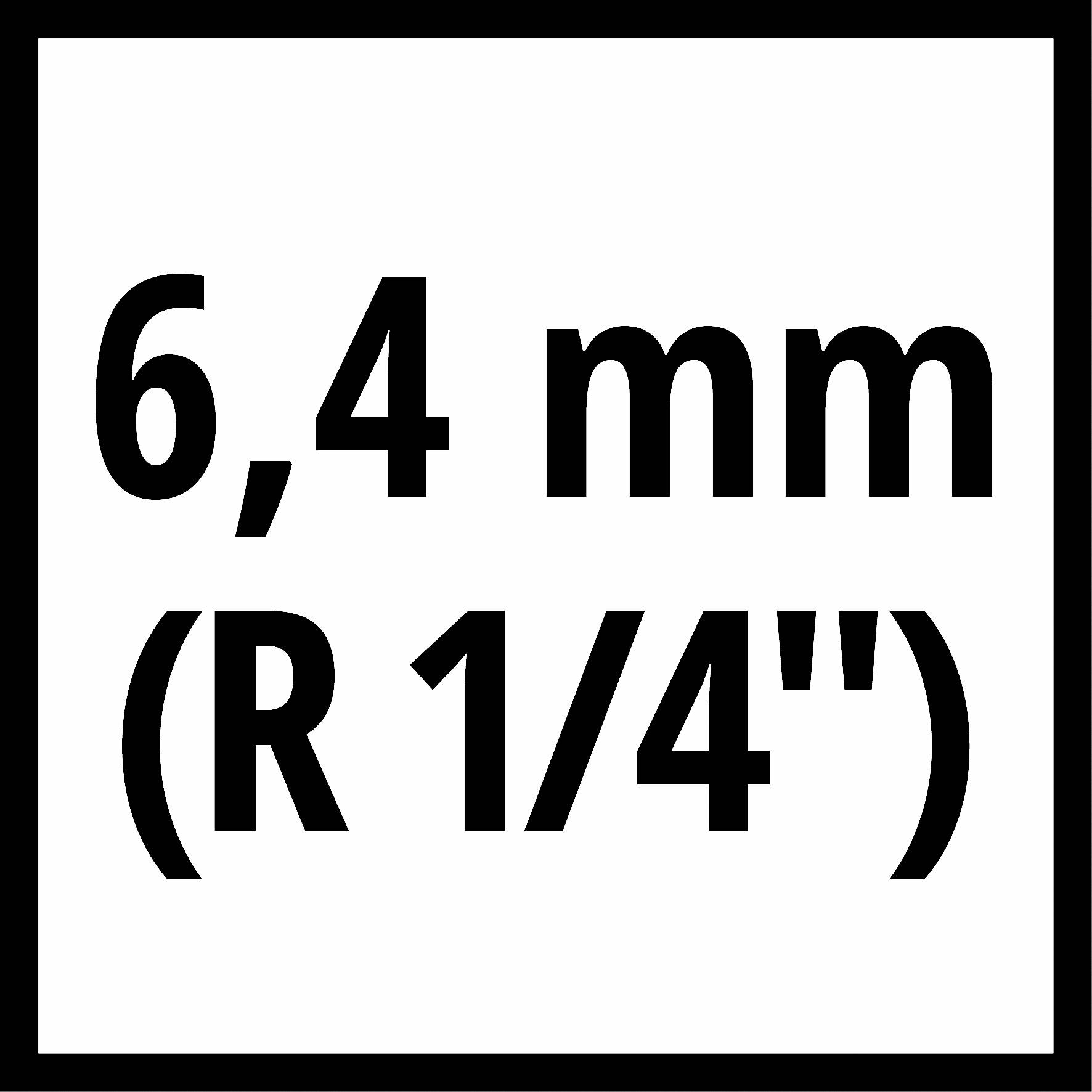 '6,4 mm (R 1/4")' en noir sur fond blanc.