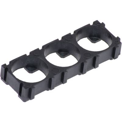 Support noir en plastique avec trois ouvertures circulaires pour le montage de cellules de batterie.