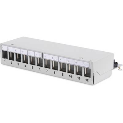 Image d'un répartiteur gris avec 12 connexions numérotées, chacune étiquetée avec un chiffre blanc de 1 à 12.