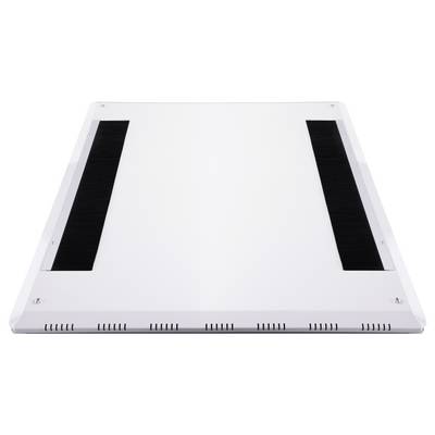 Couverture rectangulaire blanche avec deux bandes noires, probablement destinée à la ventilation ou à la protection de certains équipements.