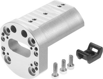 'Pièce de carter moteur en aluminium avec plusieurs trous de vis et trois vis à côté.'