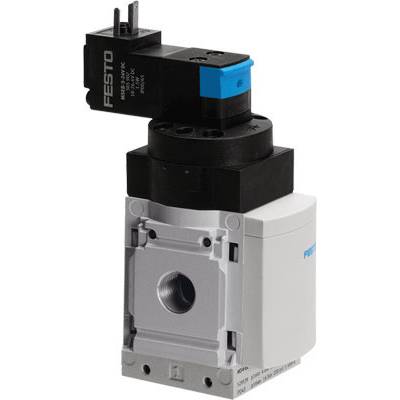 Une vanne électromagnétique de Festo, principalement utilisée dans les techniques d'automatisation, montre les détails de sa construction et de ses connexions.
