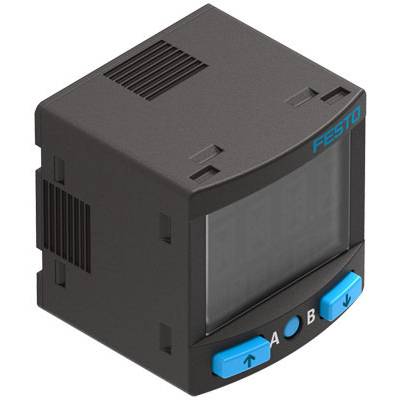 Petit appareil électronique noir avec un écran et des touches bleues, portant les inscriptions 'A' et 'B'. Nom du fabricant 'Festo' en haut à droite.