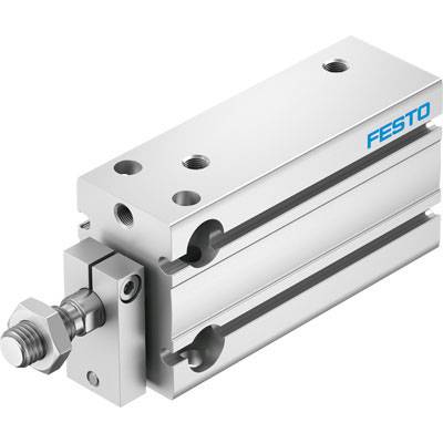 Un vérin pneumatique de Festo, de conception compacte, adapté aux mouvements linéaires dans les applications industrielles.