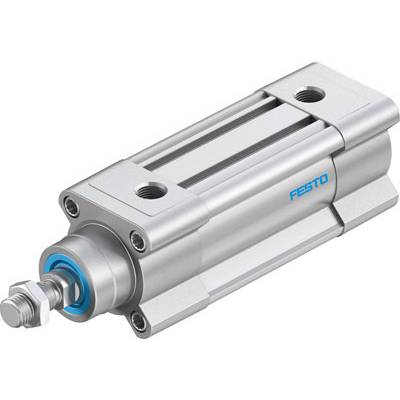 Cylindre d'une machine, métallique, avec un joint d'étanchéité bleu et un logo sur le côté.
