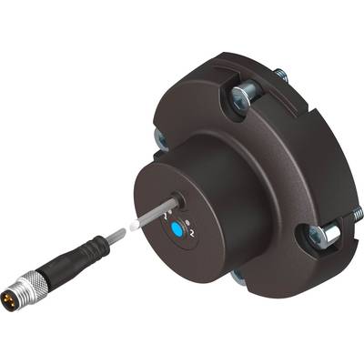 Un capteur circulaire avec une aiguille et un raccordement de câble, adapté pour des mesures précises dans des applications techniques.