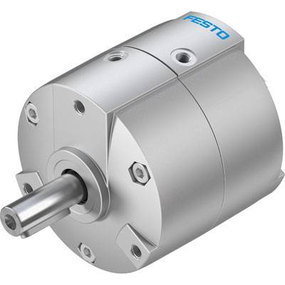 Un moteur métallique cylindrique avec plusieurs vis et un arbre saillant, avec le logo 'Festo' en haut à droite.