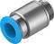 Raccord pneumatique métallique avec joint d'étanchéité en plastique bleu, de forme cylindrique, adapté aux applications pneumatiques.